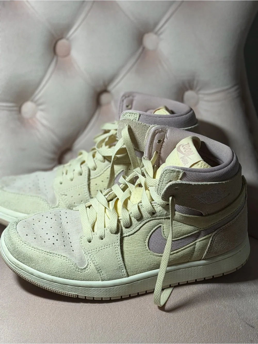 Air Jordan High Top Women’s Sneakers in Lavender, Cream & Light Grey Suede